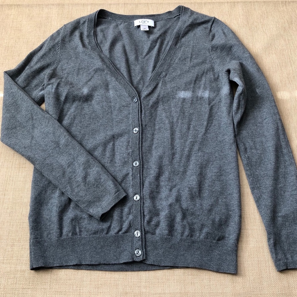 Loft Pima Cotton Blend V Neck Button Long Sleeve Cardigan Sweater